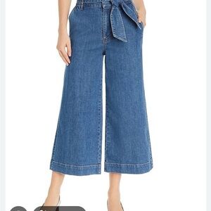 Joie Wide-Leg Cropped Denim Jeans in Medium Blue MaryLu HighRise size 4